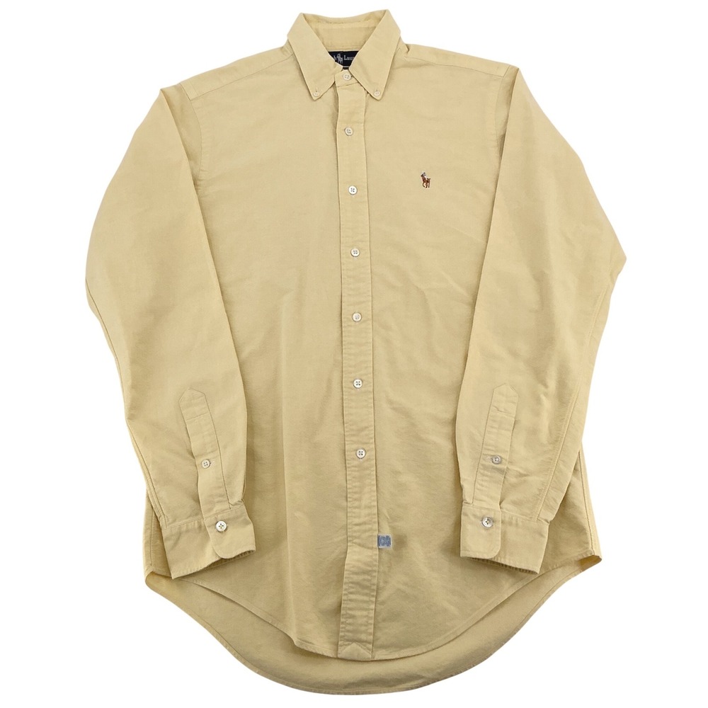 Ralph Lauren Oxford Shirt Mens 15-35 Yellow Cotton Button Down Vintage Preppy